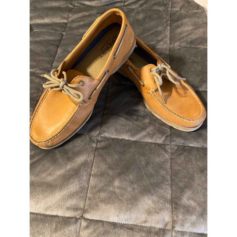 Sperry Top-Sider Mens Leeward 2 Eye Sahara Tan Leather Boat Shoes 12 W 0570